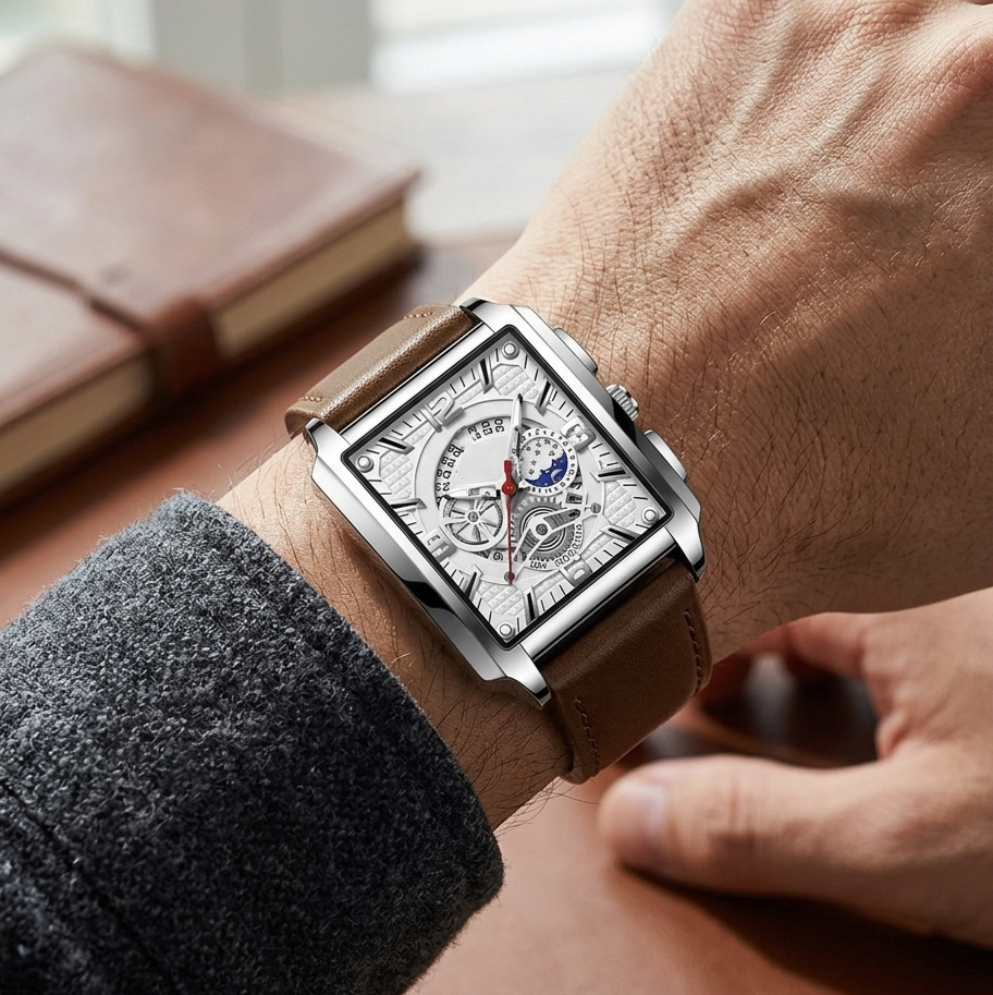 Verkalis Vintage Square Calendar – Premium Men’s Watch