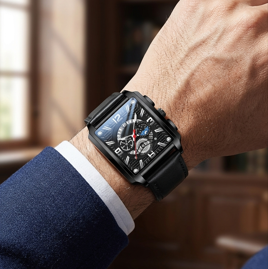 Verkalis Vintage Square Calendar – Premium Men’s Watch