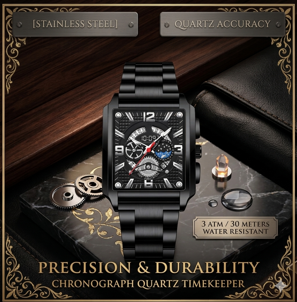 Verkalis Vintage Square Calendar – Premium Men’s Watch